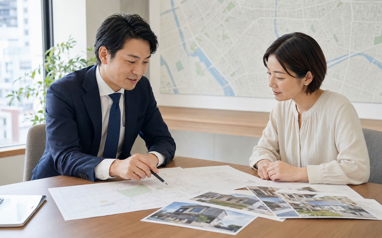 相続不動産について専門家に相談している様子